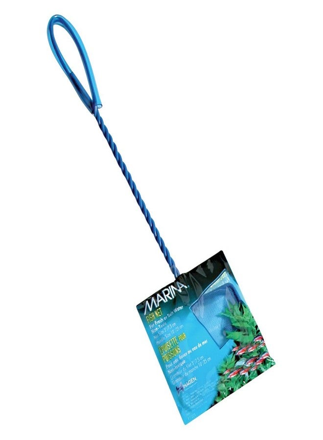 Marina 5-Inch Blue Fine Nylon Net with 10-Inch Handle, Aquarium Maintenance Tool, Blue, 11275 - Image 1